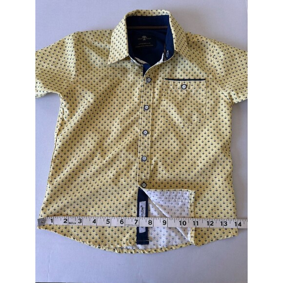 NWOT Boys Yellow Patterned Craft + Flow Button Up Dress Shirt Size 4 Small - Picture 10 of 13